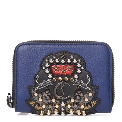 Christian Louboutin Calfskin Ecusson Panettone Coin Purse Navy 1 of 8