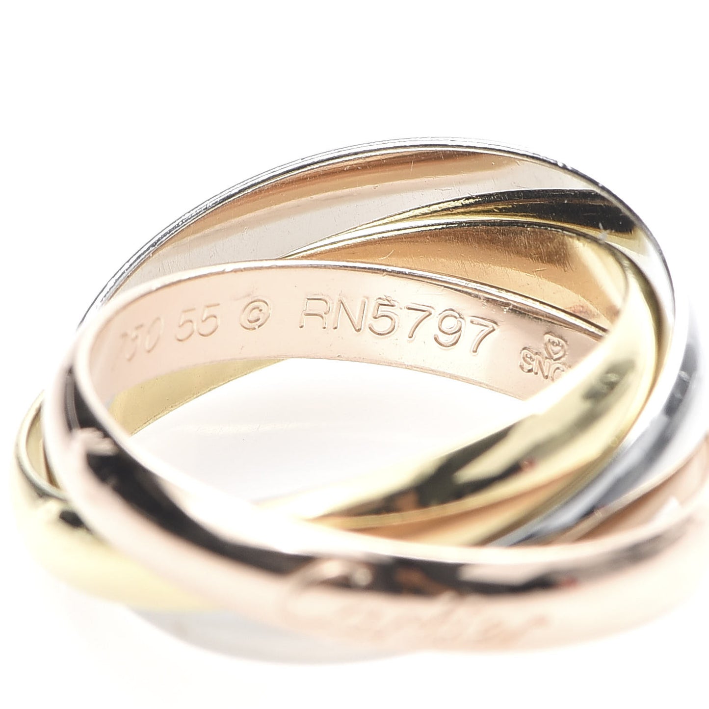 18K Pink Yellow White Gold Small Trinity Ring 55 7.25