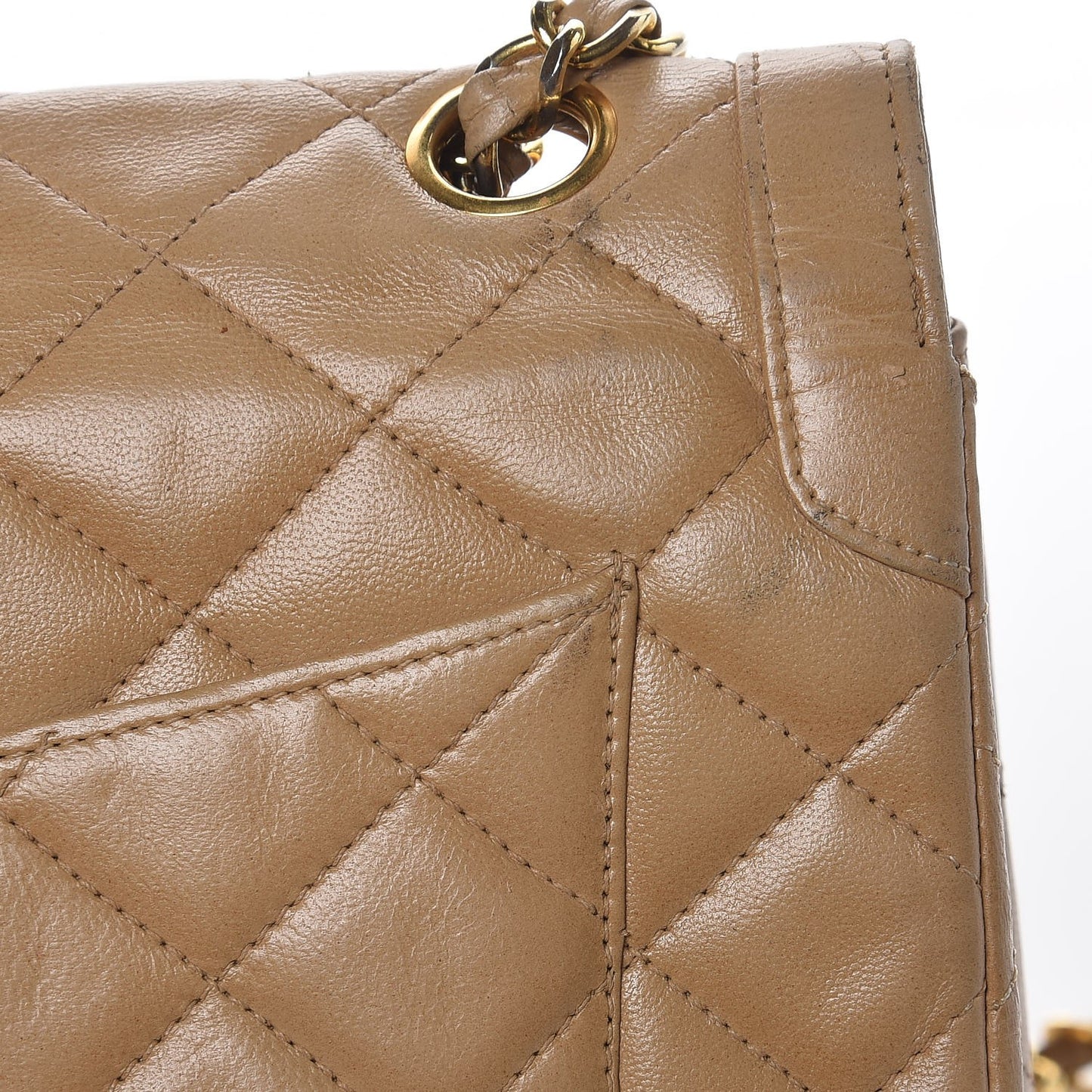 Lambskin Quilted Medium Single Flap Beige