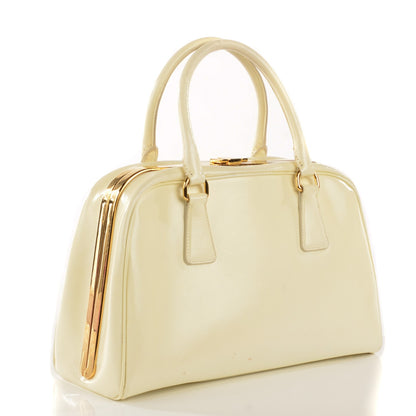 Prada Saffiano Vernice Frame Bag White 3 of 14
