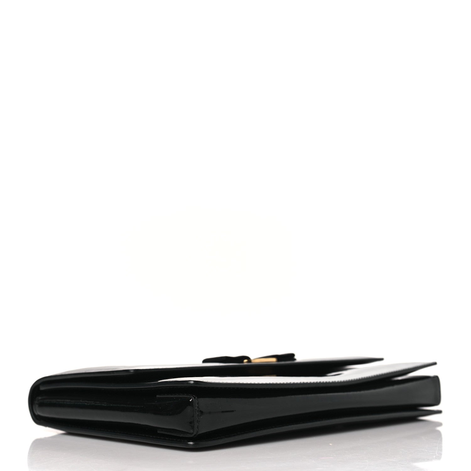 Salvatore Ferragamo Patent Ginny Vara Bow Shoulder Bag Black 4 of 9