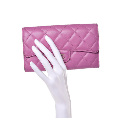 Chanel Lambskin Quilted Large Flap Wallet Violet 2 of 13
