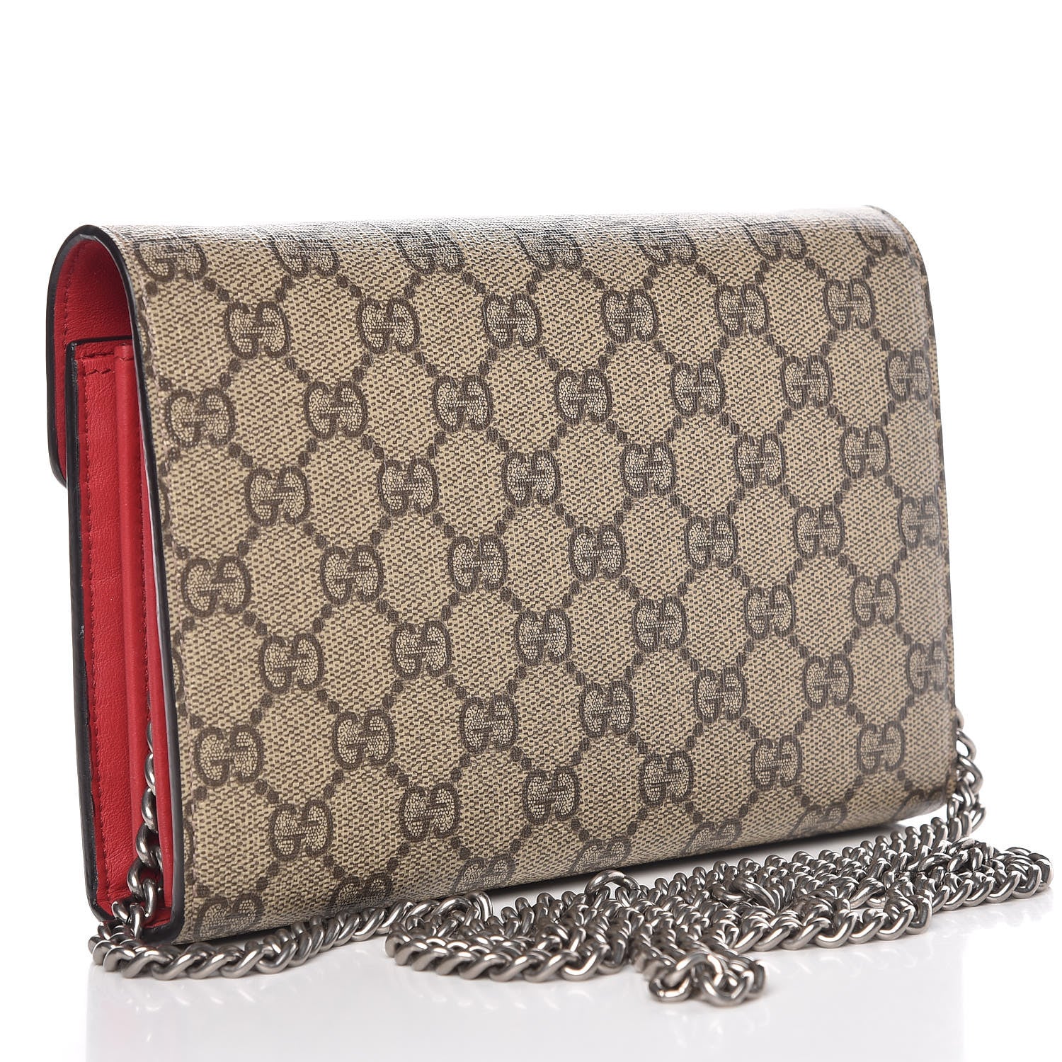 Gucci GG Supreme Monogram Mini Dionysus Chain Wallet Beige Vulcanic Red 3 of 10