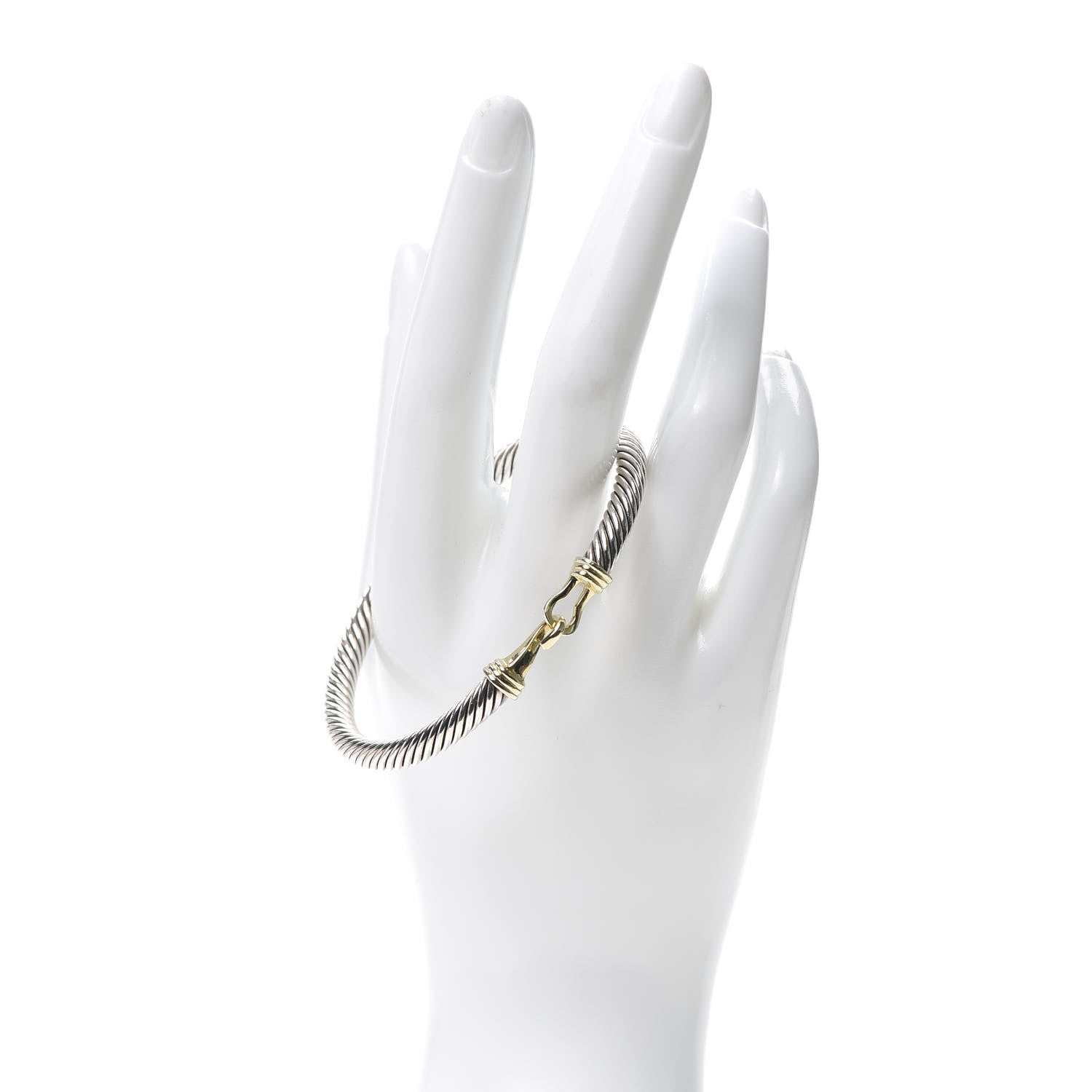 David Yurman Sterling Silver 14K Yellow Gold 5mm Cable Classic Buckle Bracelet 2 of 4