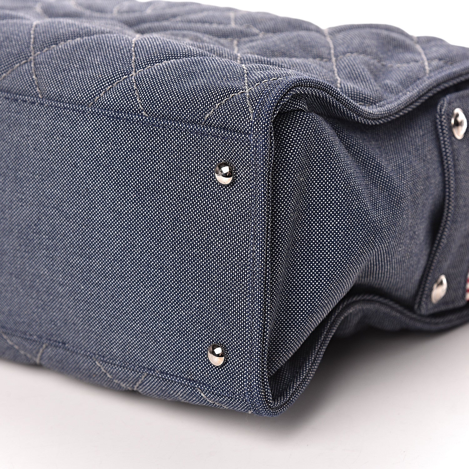 Chanel Denim Quilted CC Tote Blue 10 of 10