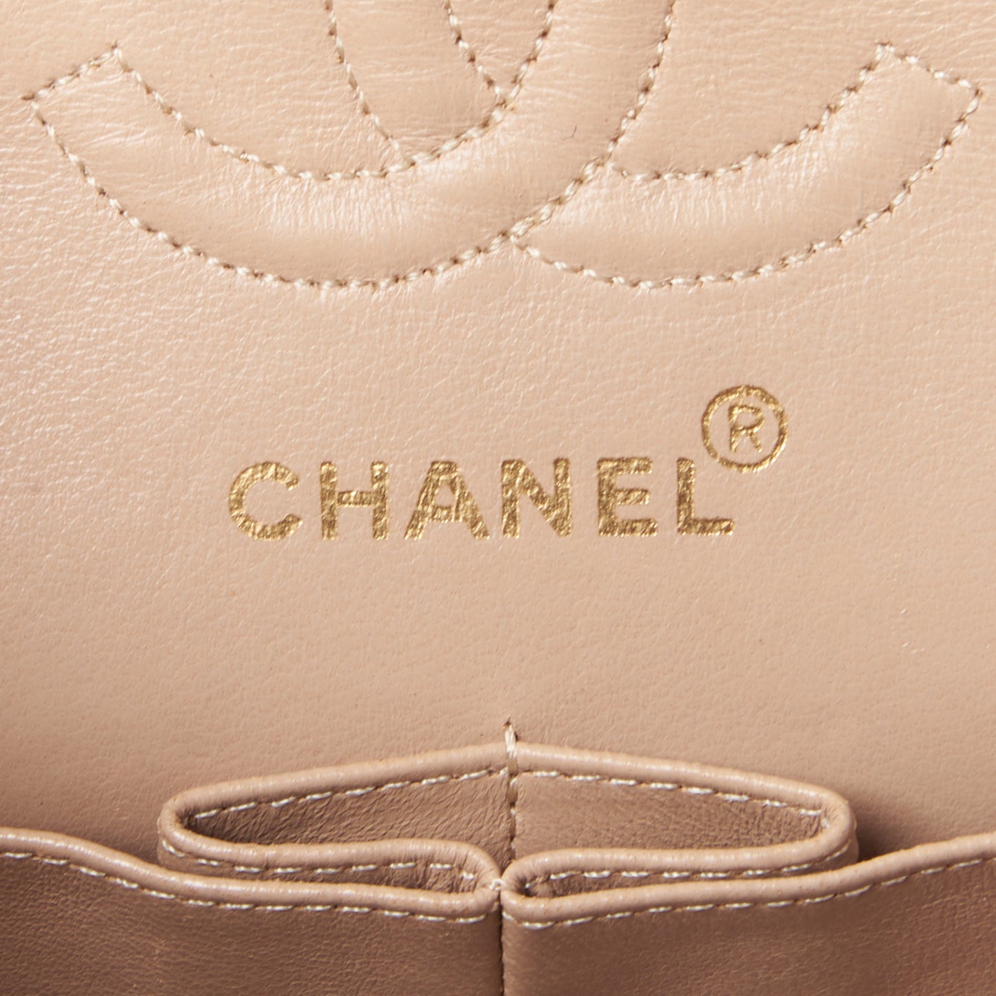 Lambskin Quilted Small Double Flap Beige