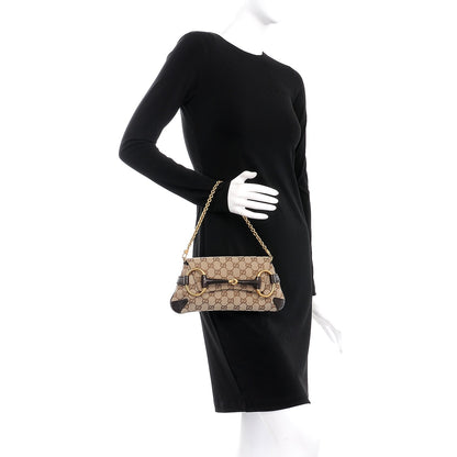 Gucci Monogram Horsebit Clutch Dark Brown 2 of 7