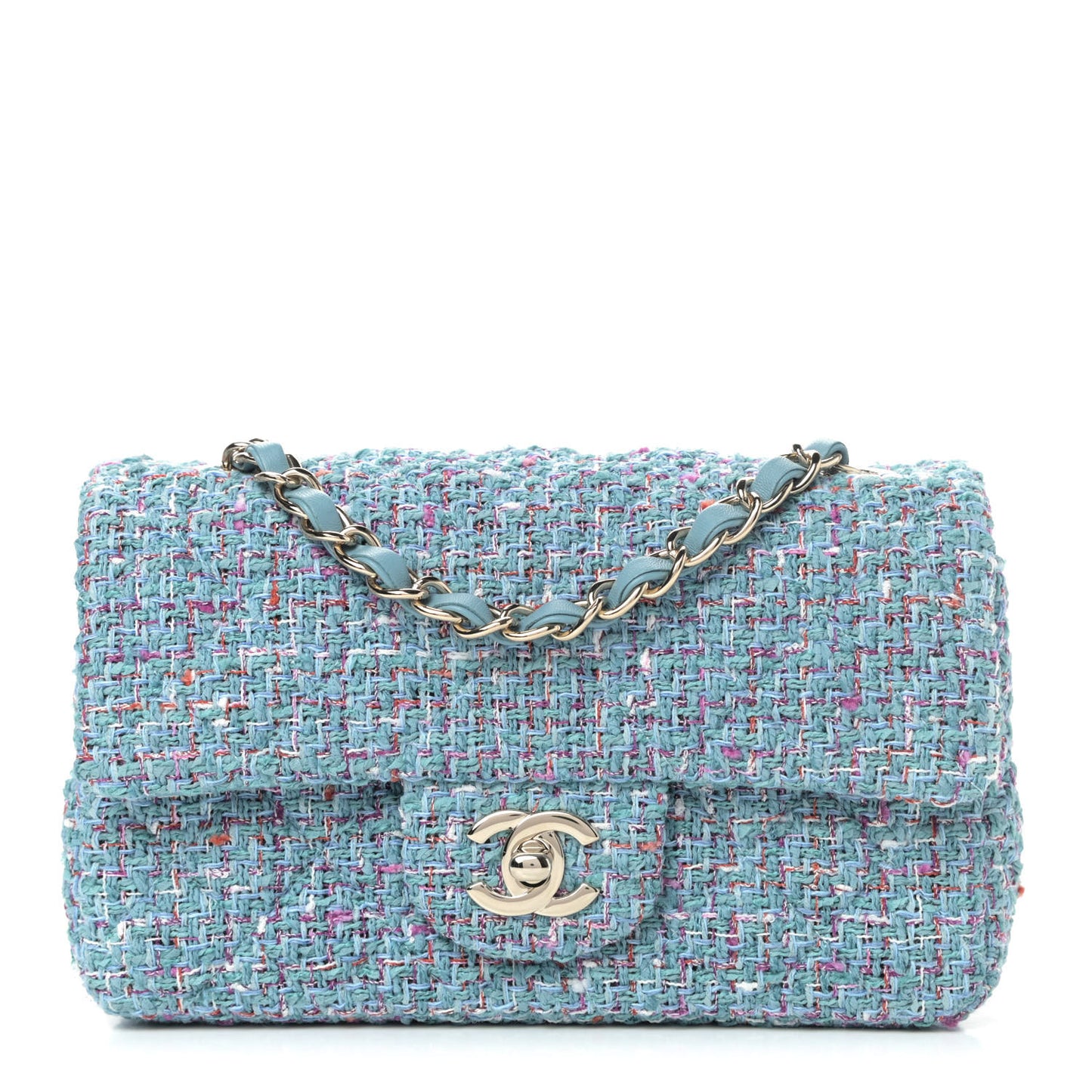 Tweed Quilted Mini Rectangular Flap Turquoise Purple White Red