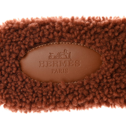 Hermes Woolskin Oran Sandals 38.5 Cognac 7 of 8