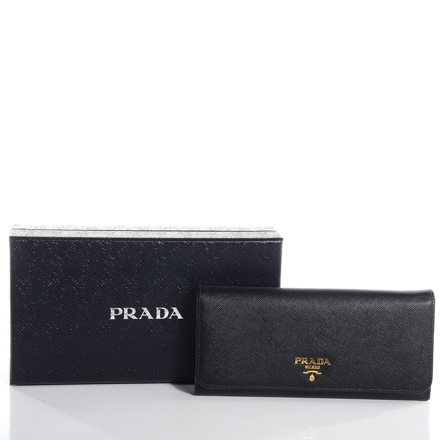 Saffiano Metal Continental Flap Wallet Nero Black