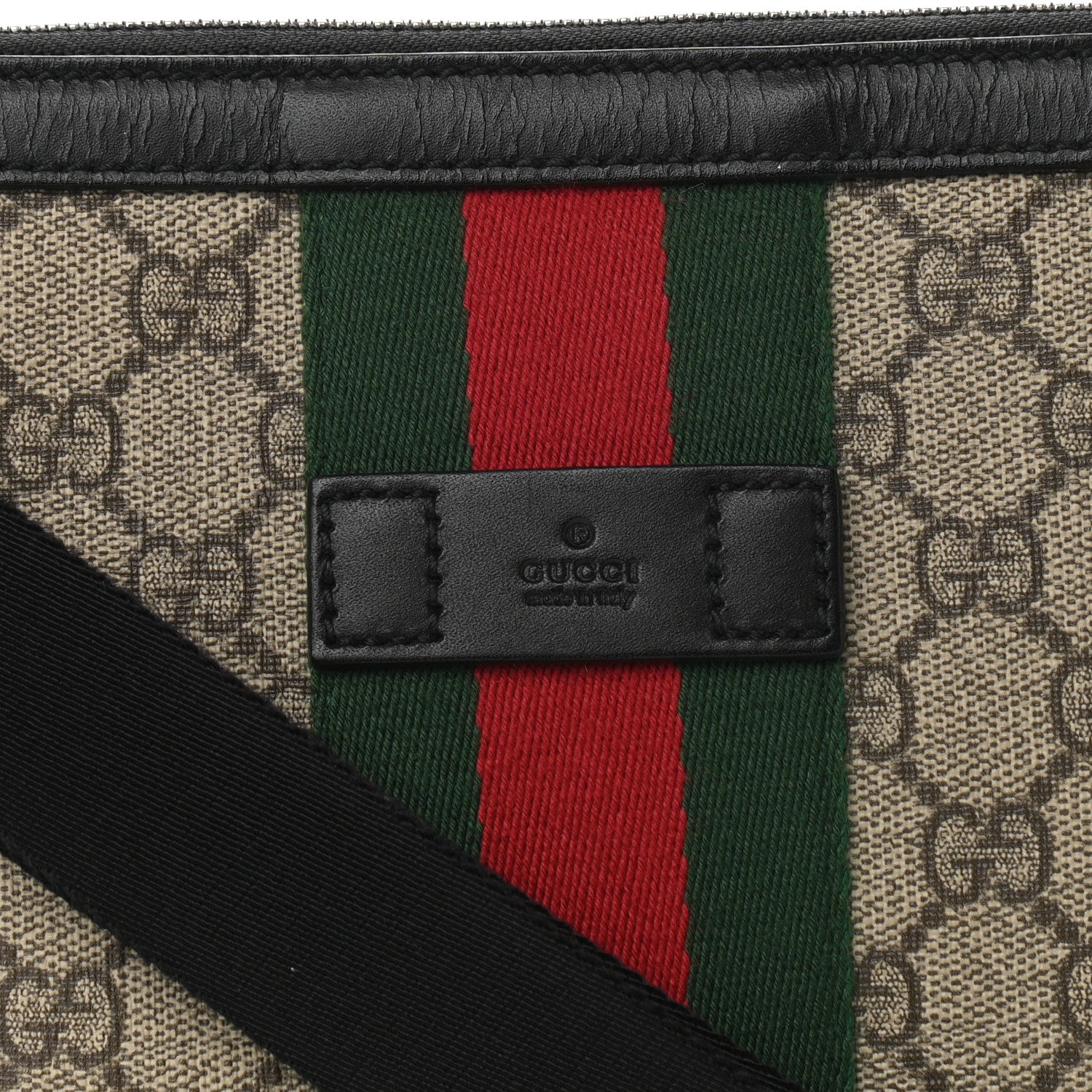 Gucci GG Supreme Monogram Web Messenger Bag Black 7 of 9