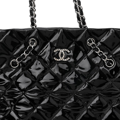 Chanel Patent Quilted Large Cells Tote Black Black 7 of 9