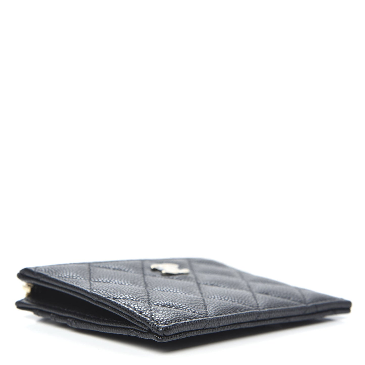 Caviar Quilted CC Zip Card Holder Black
