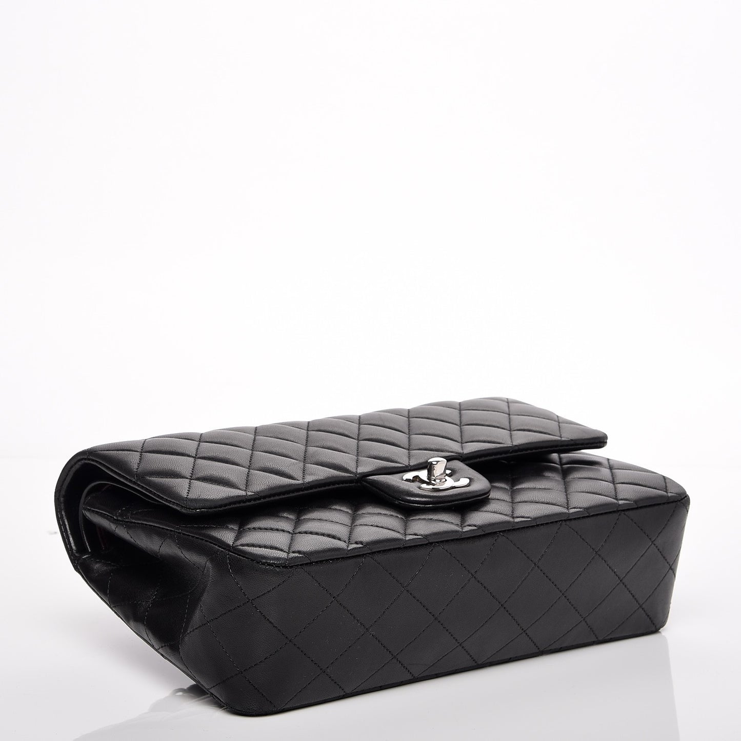 Lambskin Quilted Medium Double Flap Black