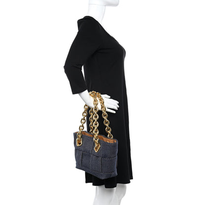 Bottega Veneta Denim Maxi Intrecciato High Frequency Chain Tote Indigo 2 of 10