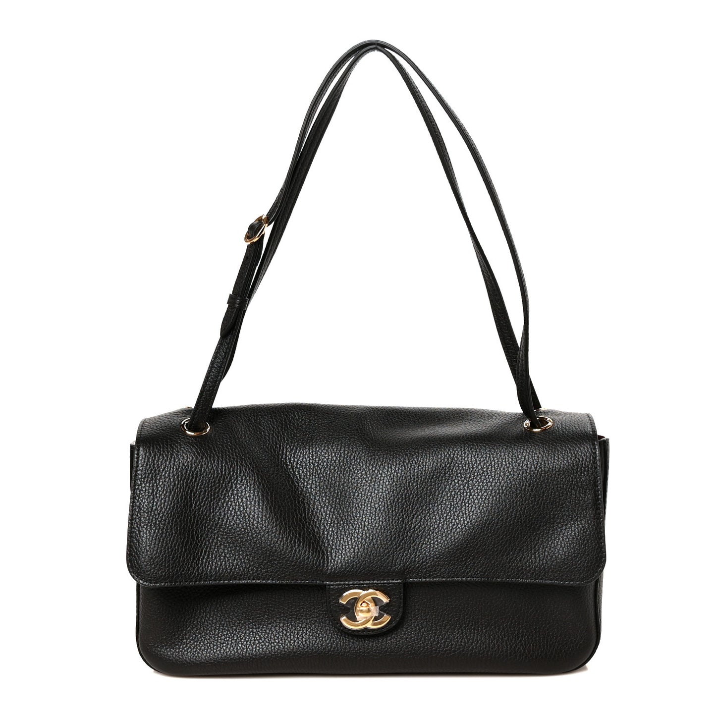 Grained Calfskin Small Souplissimo Maxi Flap Black
