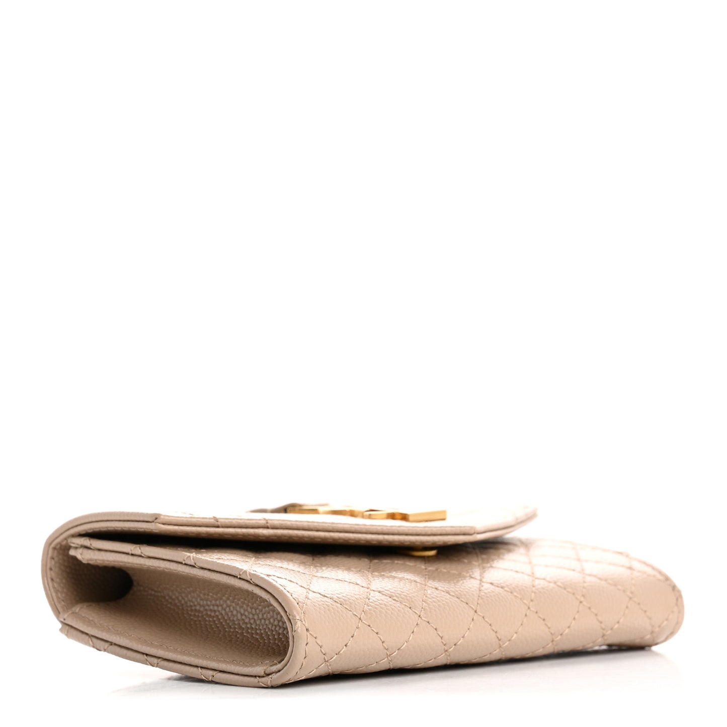 Grain De Poudre Textured Mixed Matelasse Triquilt Small Monogram Envelope Wallet Dark Beige