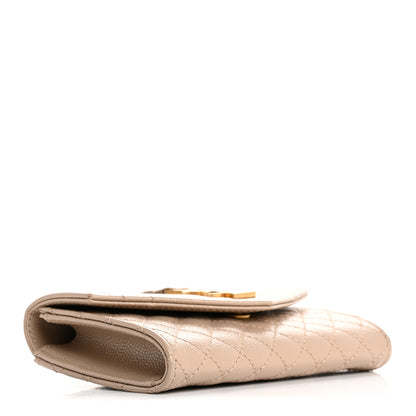 Saint Laurent Grain De Poudre Textured Mixed Matelasse Triquilt Small Monogram Envelope Wallet Dark Beige 4 of 8