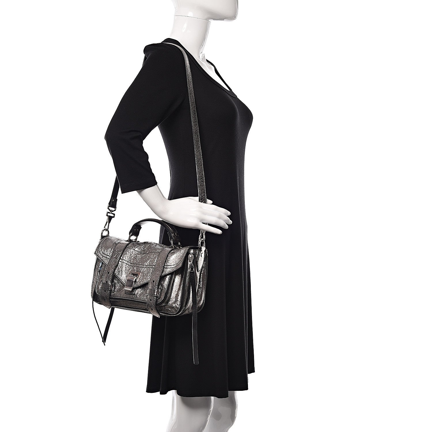 Proenza Schouler Metallic Lambskin Tiny PS1 Satchel Silver 2 of 8