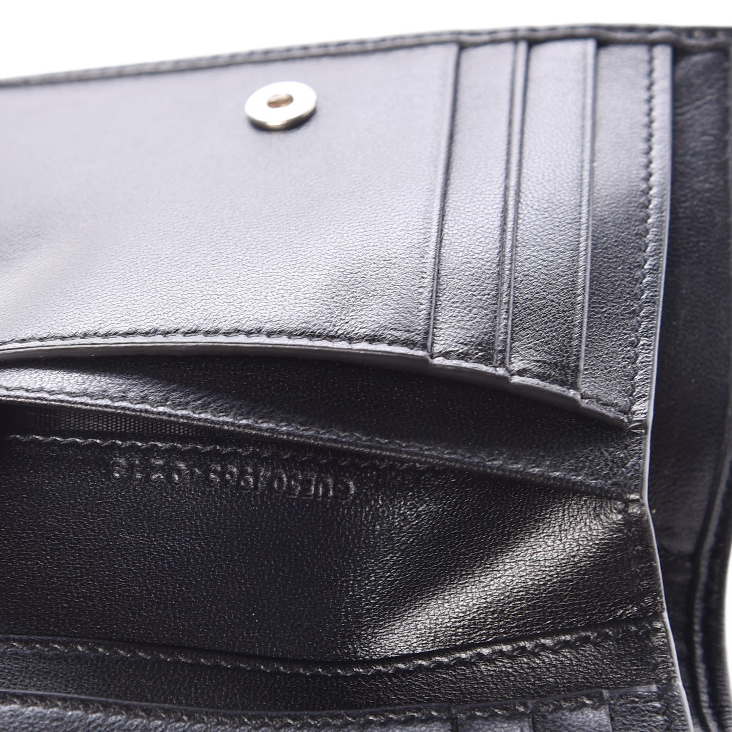 Saint Laurent Lambskin Y Quilted Monogram Compact Loulou Wallet Black 7 of 8