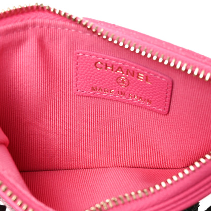 Chanel Caviar Quilted Flap Zip Card Holder Dark Pink 5 of 7