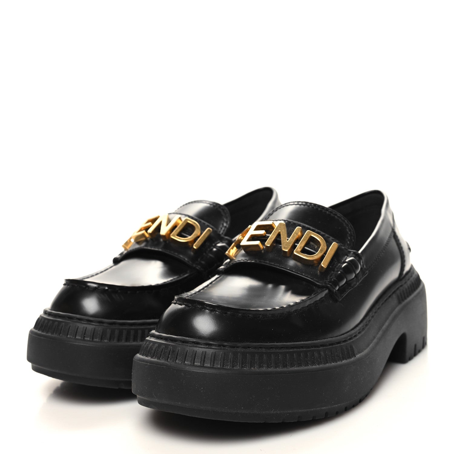 Fendi Vitello Abrasivato Fendigraphy 50mm Loafers 37 Black 3 of 9