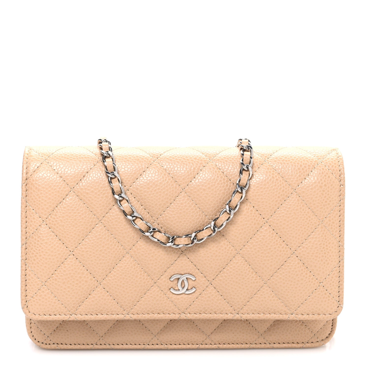 Chanel Caviar Quilted Wallet on Chain WOC Beige 1 of 11