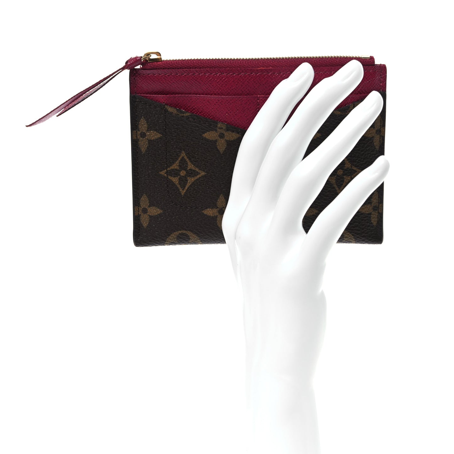 Monogram Zipped Card Holder Fuchsia