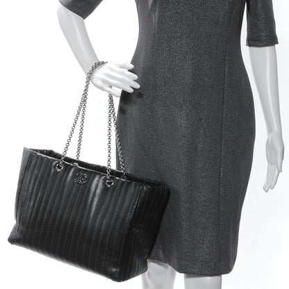 Chanel Lambskin Vertical Quilted Large Mademoiselle Tote Black 2 of 11