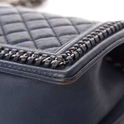 Chanel Calfskin Quilted Medium Top Handle Boy Flap Blue 11 of 12