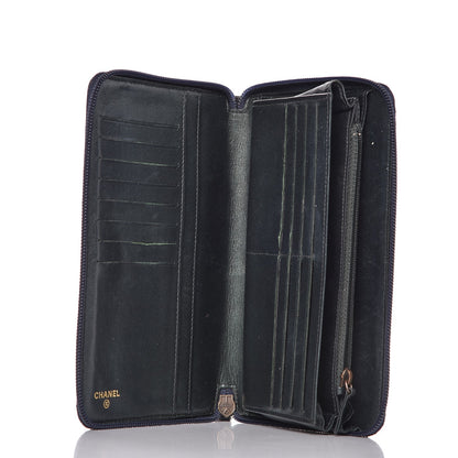 Chanel Lambskin Camellia Embossed Zip Around Organizer Wallet Navy 5 of 12