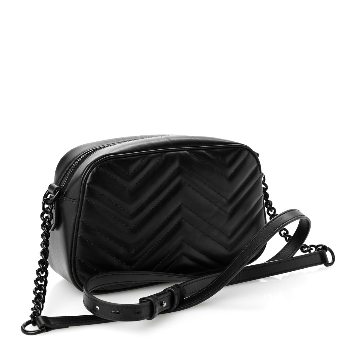 Calfskin Matelasse Monochrome Small GG Marmont Chain Shoulder Bag Black