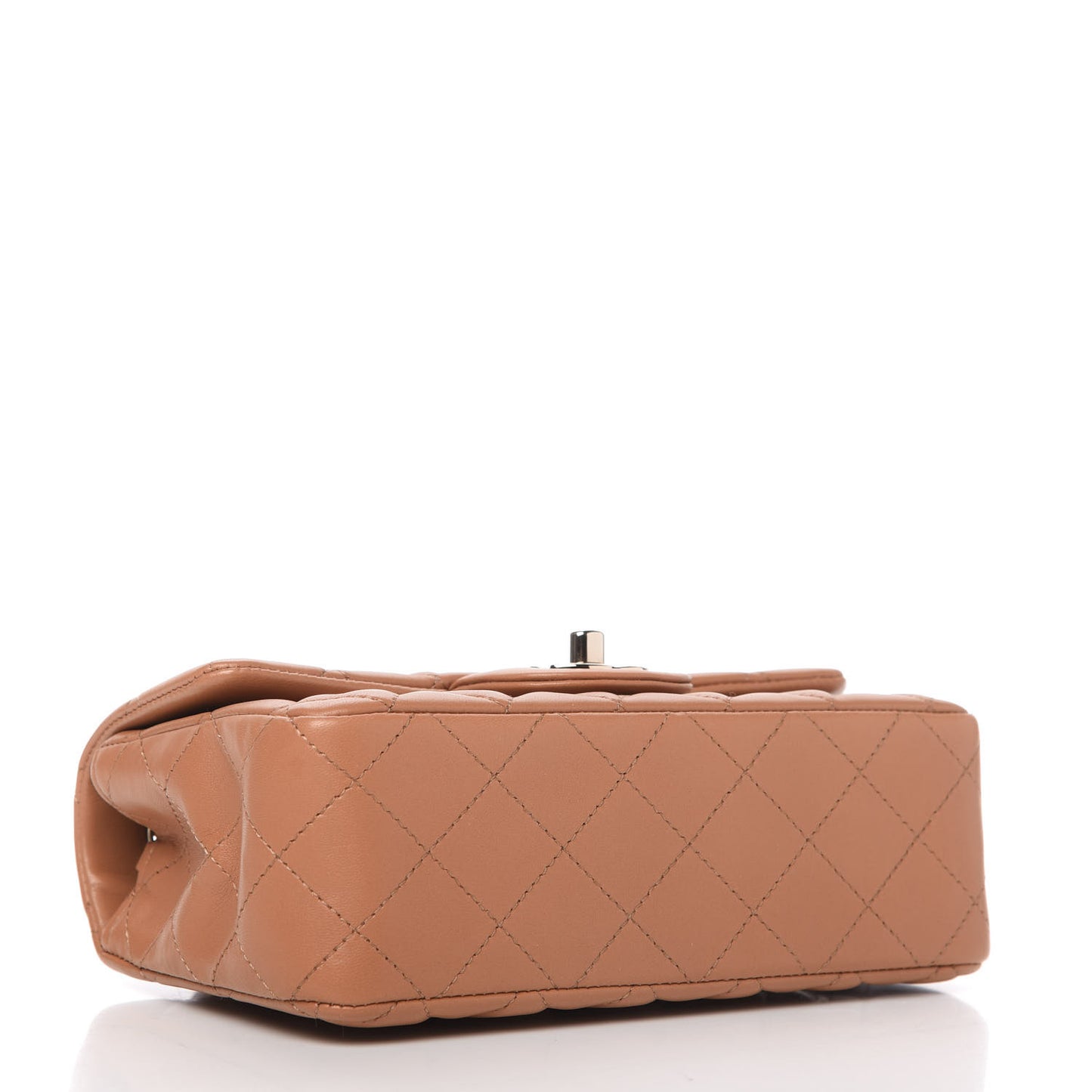 Lambskin Quilted Mini Rectangular Flap Brown