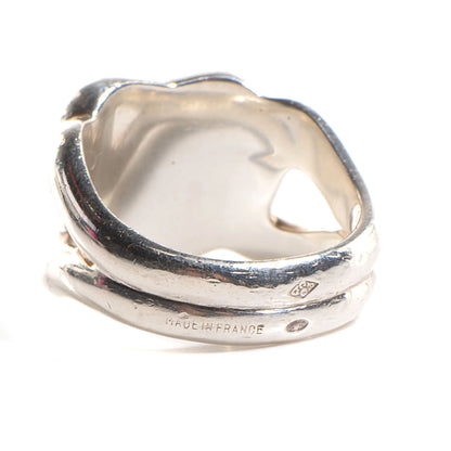 Hermes Sterling Silver 18K Gold Keyhole Heart Ring 50 US 5.25 3 of 8