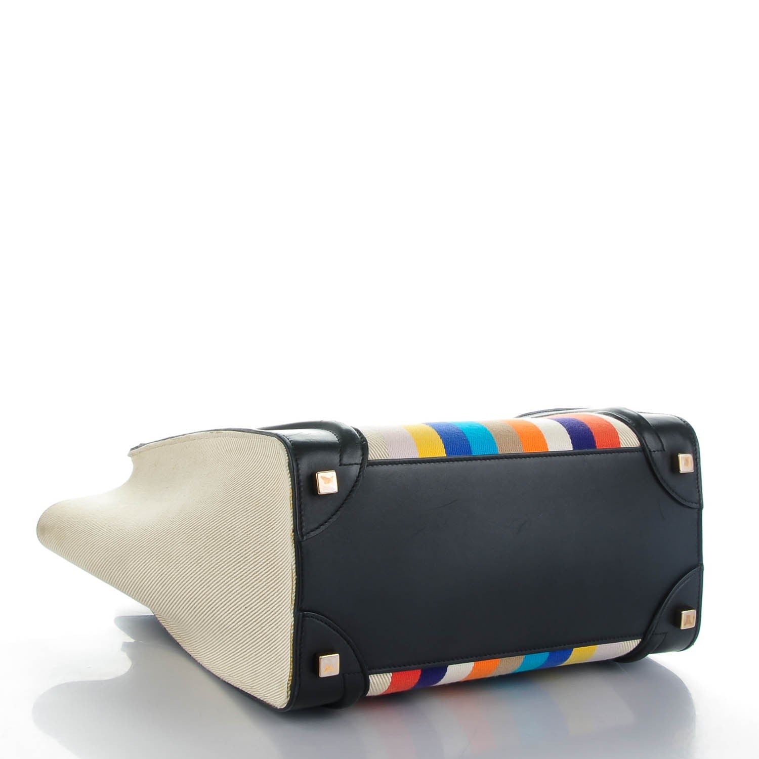 Celine Smooth Calfskin Striped Canvas Micro Luggage Multicolor 4 of 6