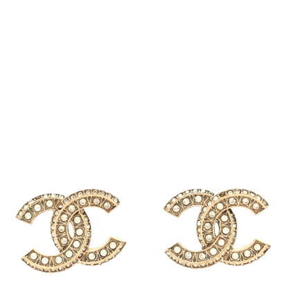 Chanel Crystal Timeless CC Earrings Gold 1 of 4