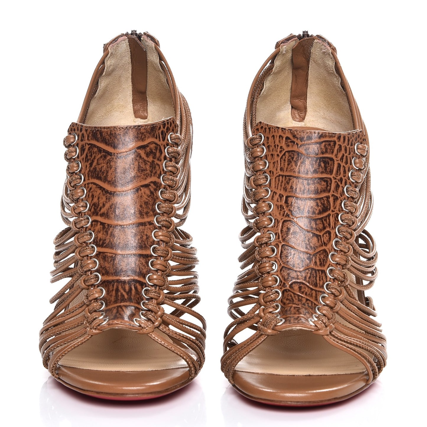 Ostrich Amal 100 Cage Sandals 36.5 Cognac