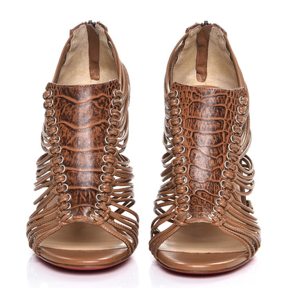 Christian Louboutin Ostrich Amal 100 Cage Sandals 36.5 Cognac 2 of 10
