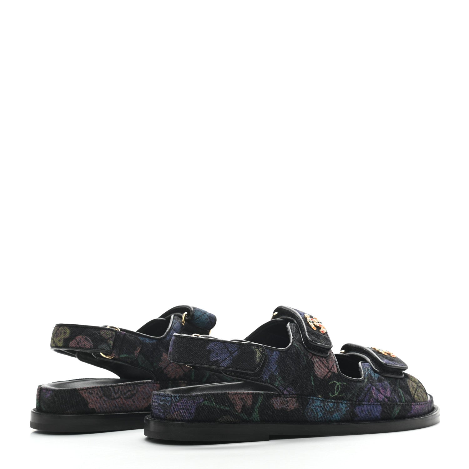 Chanel Denim Quilted Dad Sandals 36 Black Multicolor 4 of 8