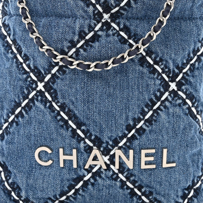 Chanel Denim Stitched Quilted Mini Chanel 22 Blue 7 of 10