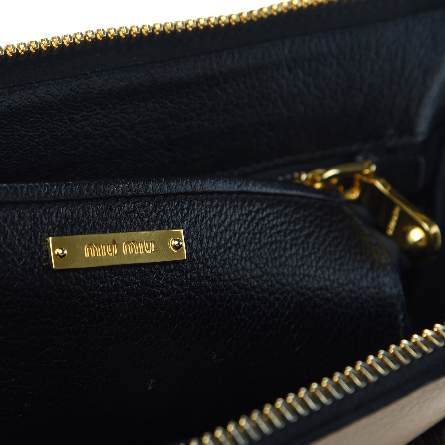 Miu Miu Goatskin Madras Bi-Color Bowling Bag Cipria Black 8 of 8