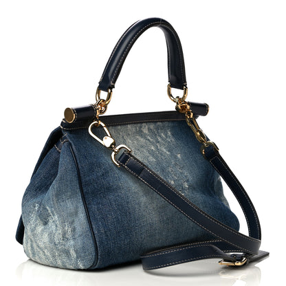 Dolce & Gabbana Distressed Denim Miss Sicily Satchel Blue Jeans 3 of 23