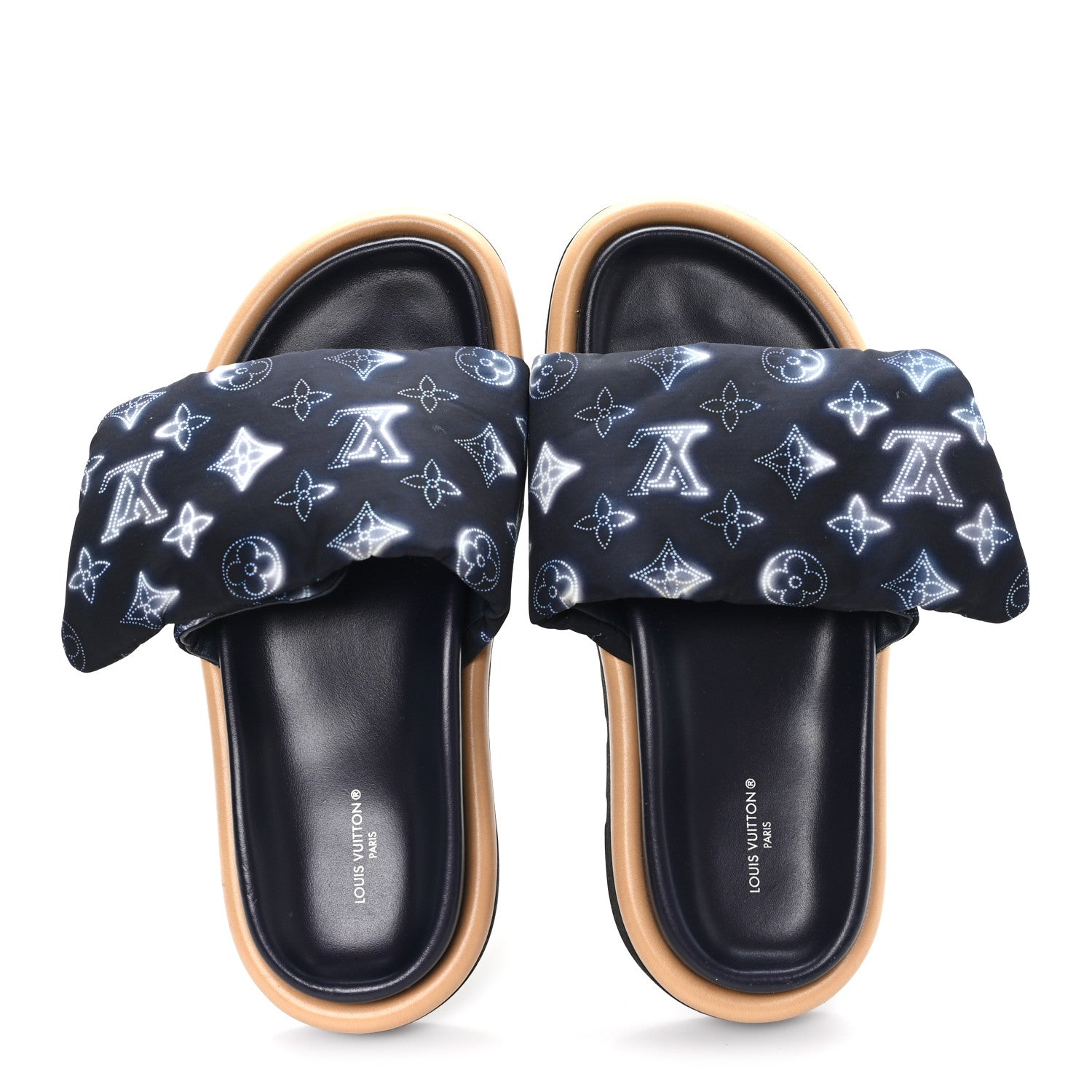 Louis Vuitton Nylon Monogram Womens Pool Pillow Comfort Mules 39 Navy Blue 2 of 9