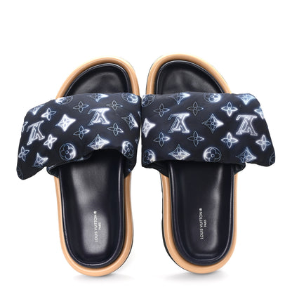 Louis Vuitton Nylon Monogram Womens Pool Pillow Comfort Mules 39 Navy Blue 2 of 9