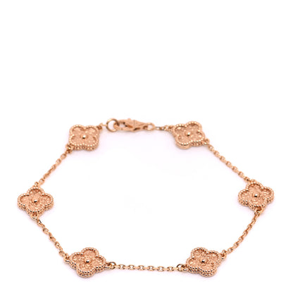 Van Cleef & Arpels 18K Rose Gold 6 Motifs Sweet Alhambra Bracelet 1 of 6