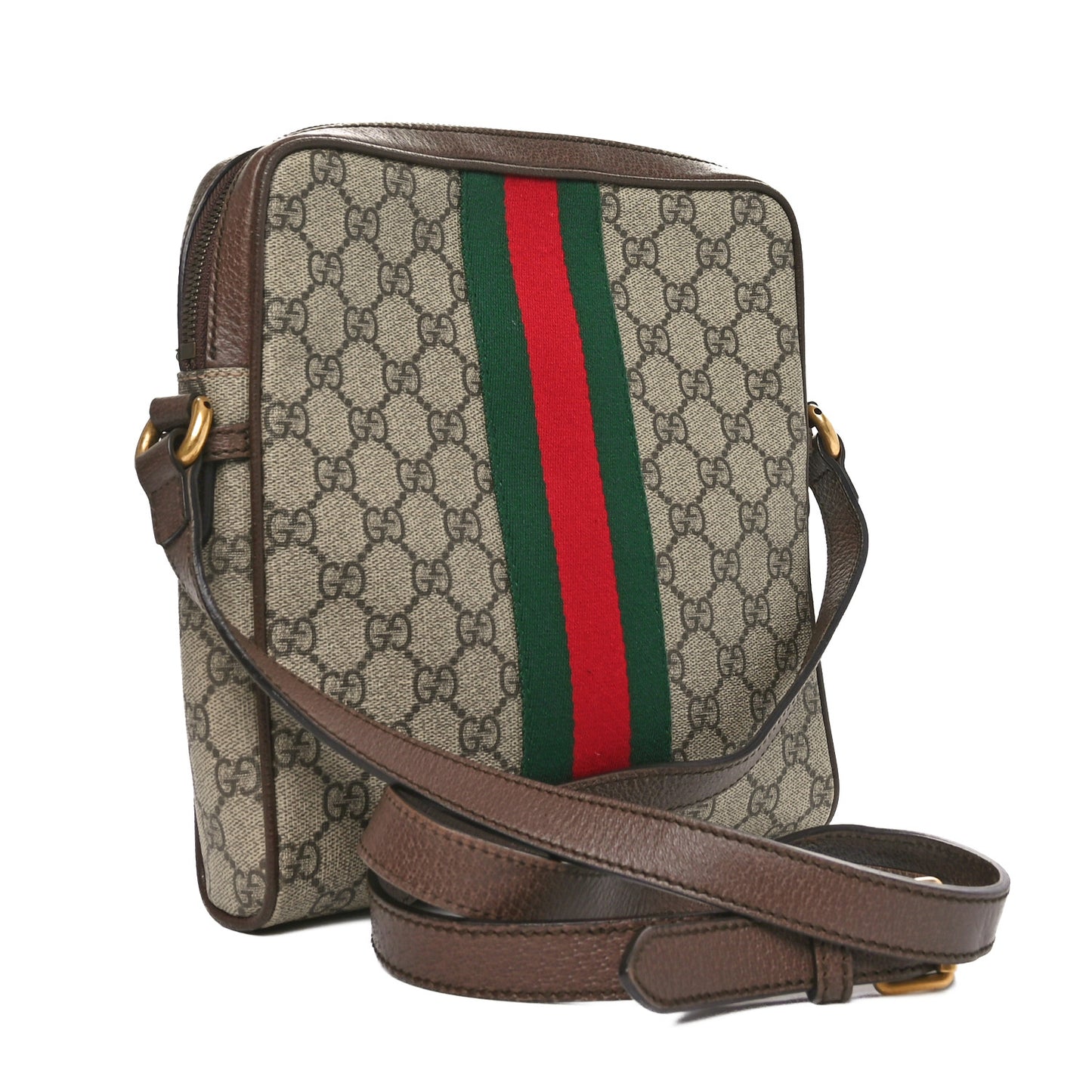GG Supreme Monogram Web Small Ophidia Messenger Bag Brown