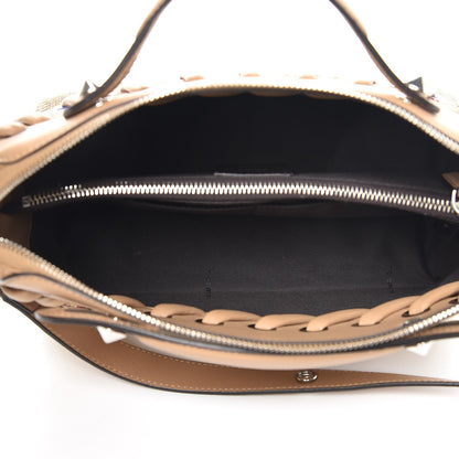 Fendi Paglia Vitello Dolce Flowerland Lace Up Striped Medium By The Way Boston Bag Natural Cuoio Multicolor 5 of 9