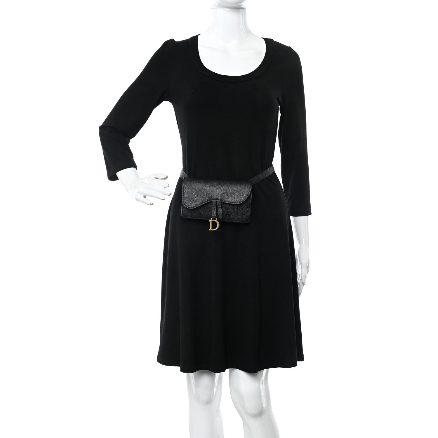 Christian Dior Grained Calfskin Saddle Belt Bag Black 2 of 13