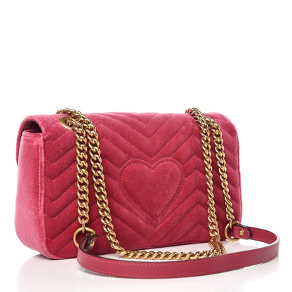 Gucci Velvet Matelasse Small GG Marmont Shoulder Bag Light Raspberry Rose 11 of 16
