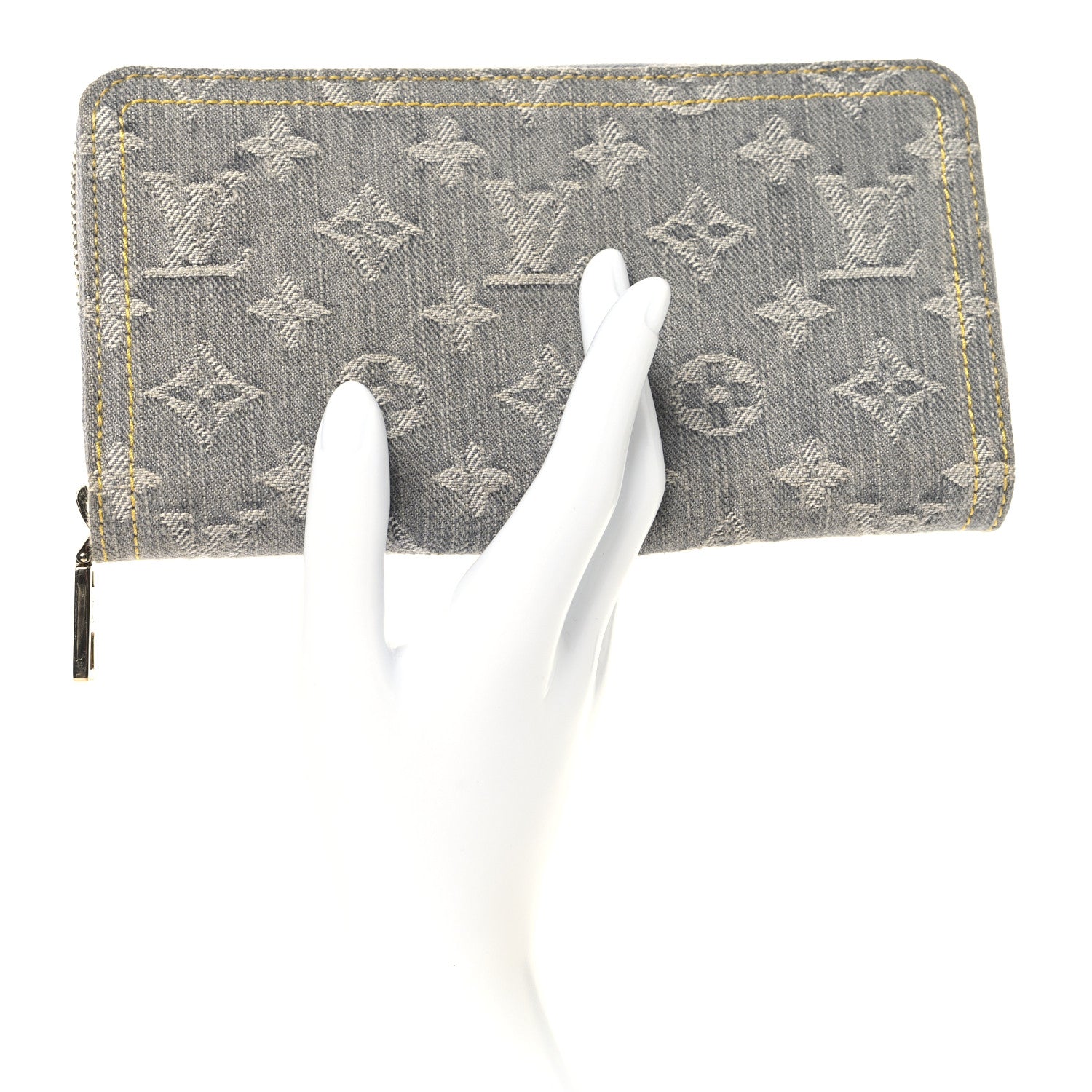 Louis Vuitton Monogram Denim Zippy Wallet Washed Gray 2 of 7